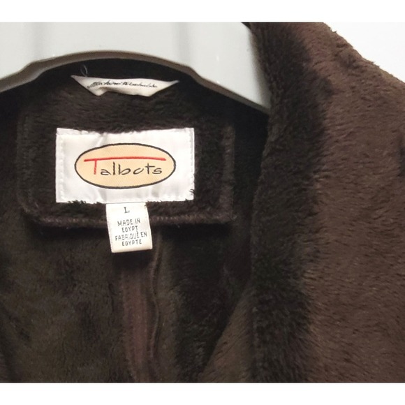 Talbots Women's Washable Faux Suede Fur Lined Winter Coat - Brown - Large - Picture 2 of 5